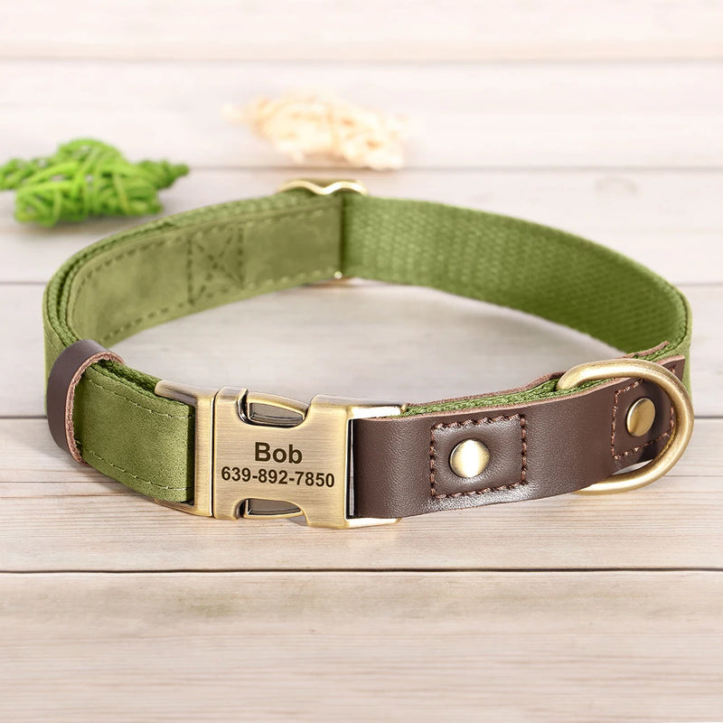 Personalized PU Leather Dog Collar - Custom Engraved ID
