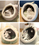 Cozy Cartoon Cat Bed - Foldable & Washable
