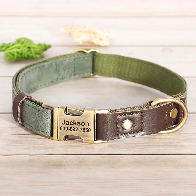 Personalized PU Leather Dog Collar - Custom Engraved ID