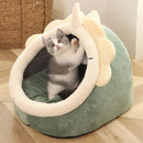 Cozy Cartoon Cat Bed - Foldable & Washable