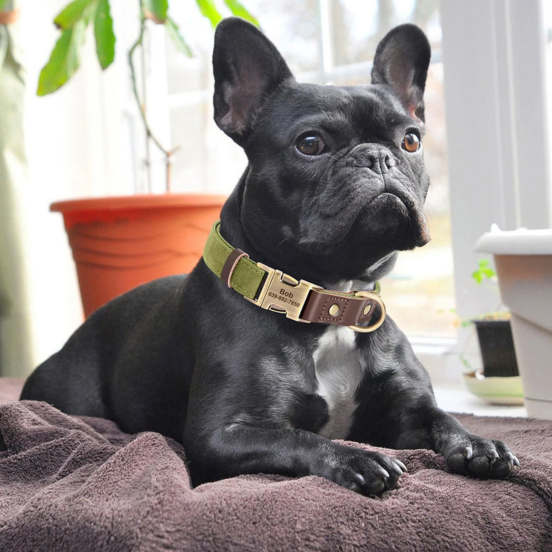 Personalized PU Leather Dog Collar - Custom Engraved ID